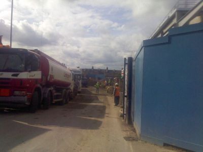 Works Vehicles in Closed Temporary Bus Layover
