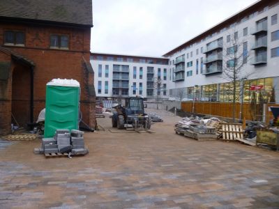 Work on Paving around Church
