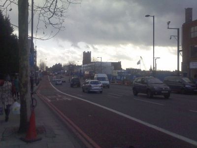 Long View of Truncated Rink Building
