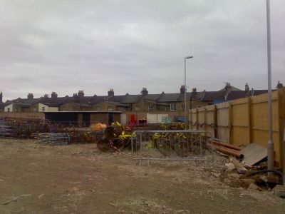 Across Former Bus Garage Site towards Ellora Road
