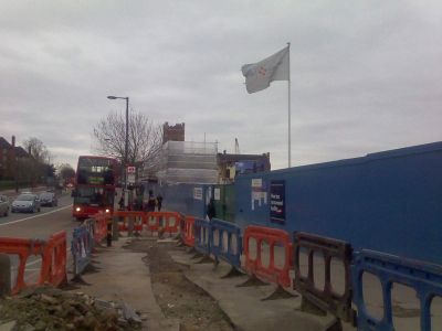 Long View of Truncated Rink Building
