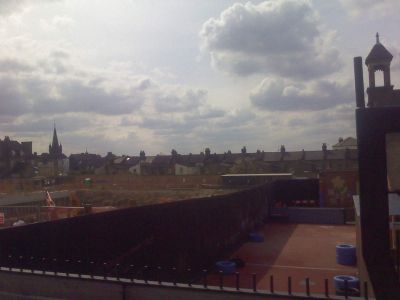 From Church Steps towards Ellora Road (Retaining Wall for Leisure Centre Basement on Left)
