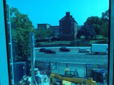 View of High Road through Community Room Glazing
