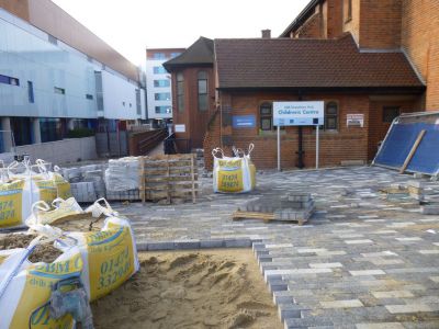 Work on Paving around Church
